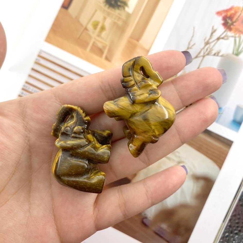 Tiger Eye Elephant Gemstone Figurines Hand Carved Pocket Statue Healing Crystals Good Luck for Home Decor 1.5 inches