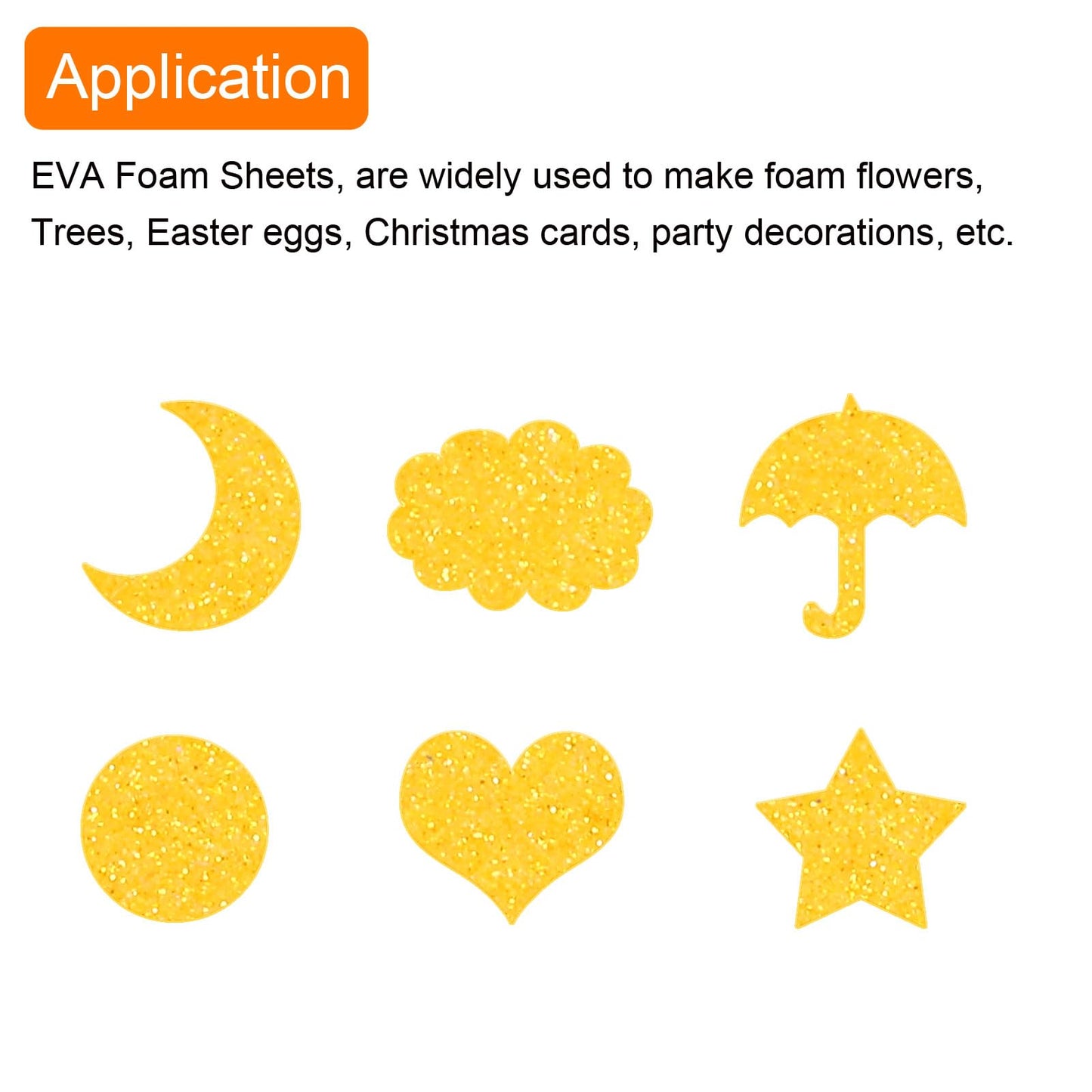 MECCANIXITY EVA Foam Sheets Glitter Light Yellow 10.8 Inch x 8.5 Inch 2mm Thick Crafts Foam Sheets for Costumes, Arts and Crafts Projects Pack of 10