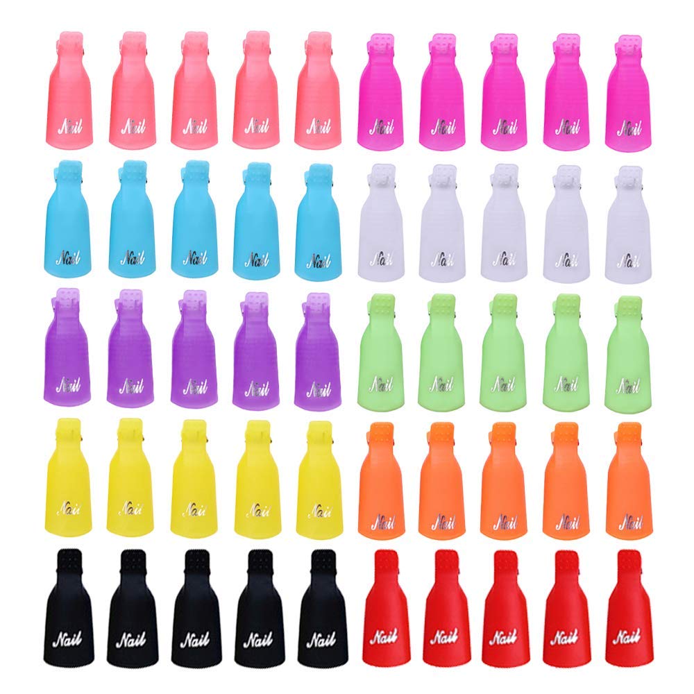 IRCHLYN Nail Polish Remover Clips, 100 Pcs Acrylic Nail Clips Caps for Remover Cleaner Tool (10 Colors)