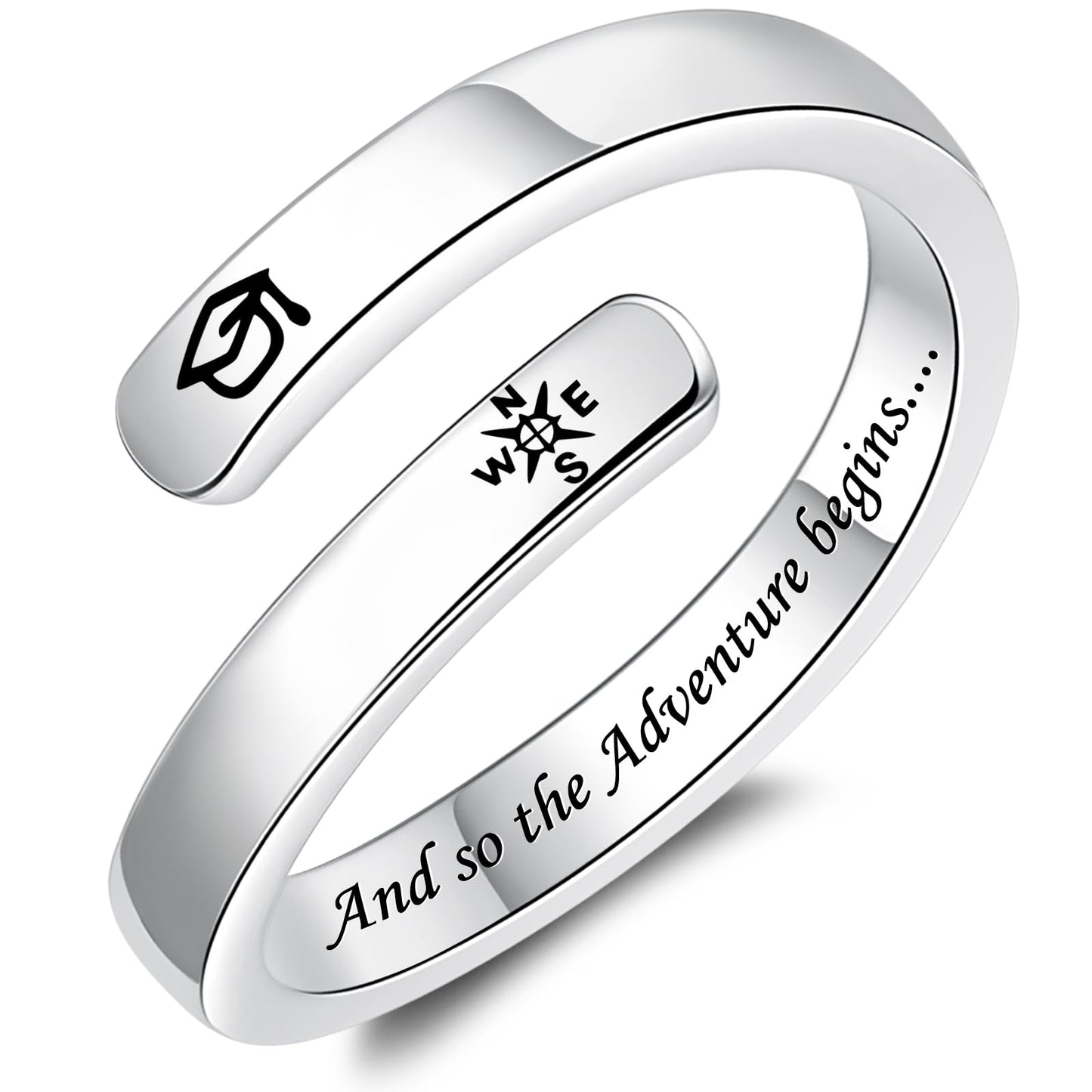 S925 Silver Adjustable Inspirational Ring, Graduation Season Gift, and Women's Encouragement Gift Jewelry
