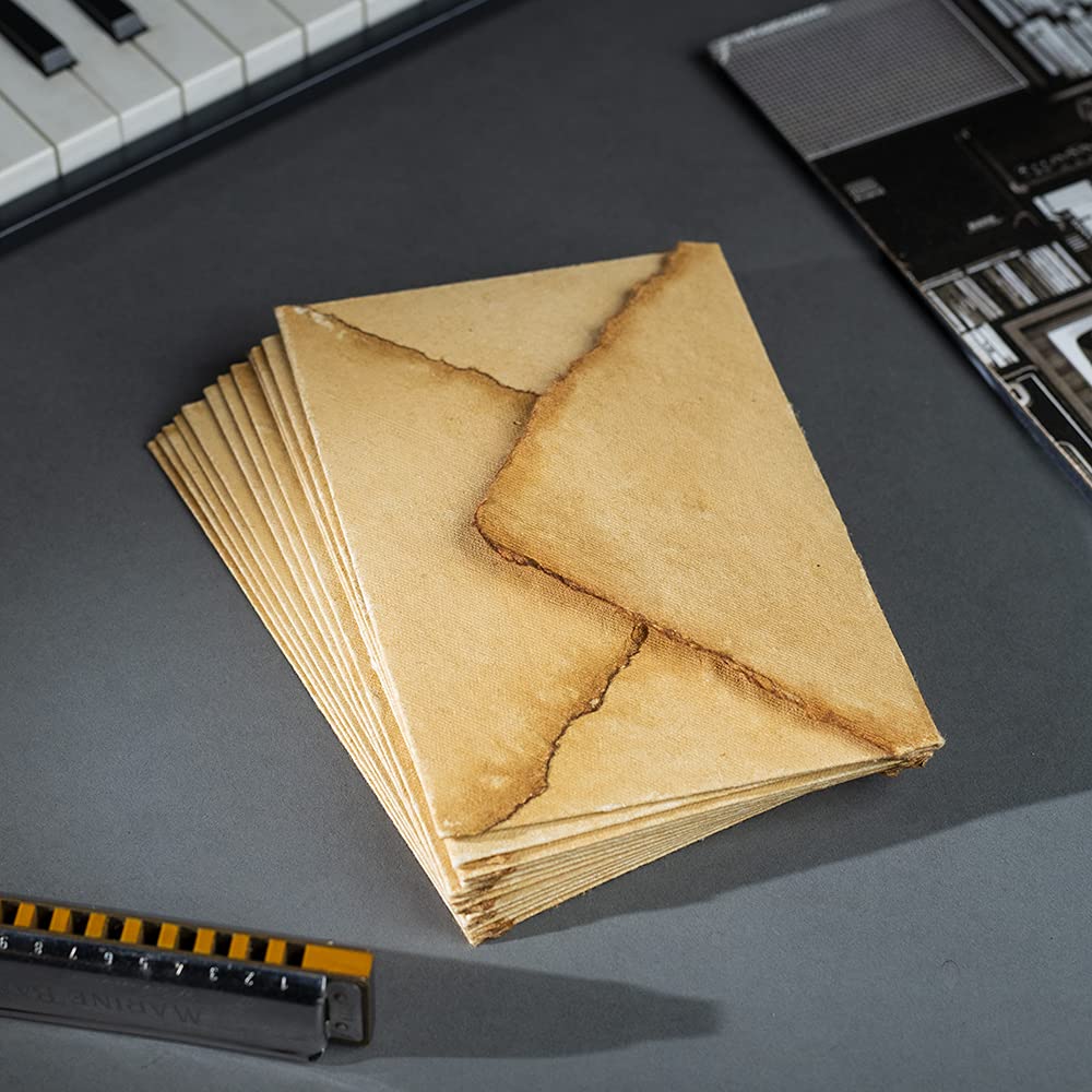 Wanderings Handmade Antiqued Envelope with Deckle Edge - 4.25 x 6.25" - Package of 25 for Writers Invitations Announcements - Cold Press Thick 150 GSM Recycled Paper