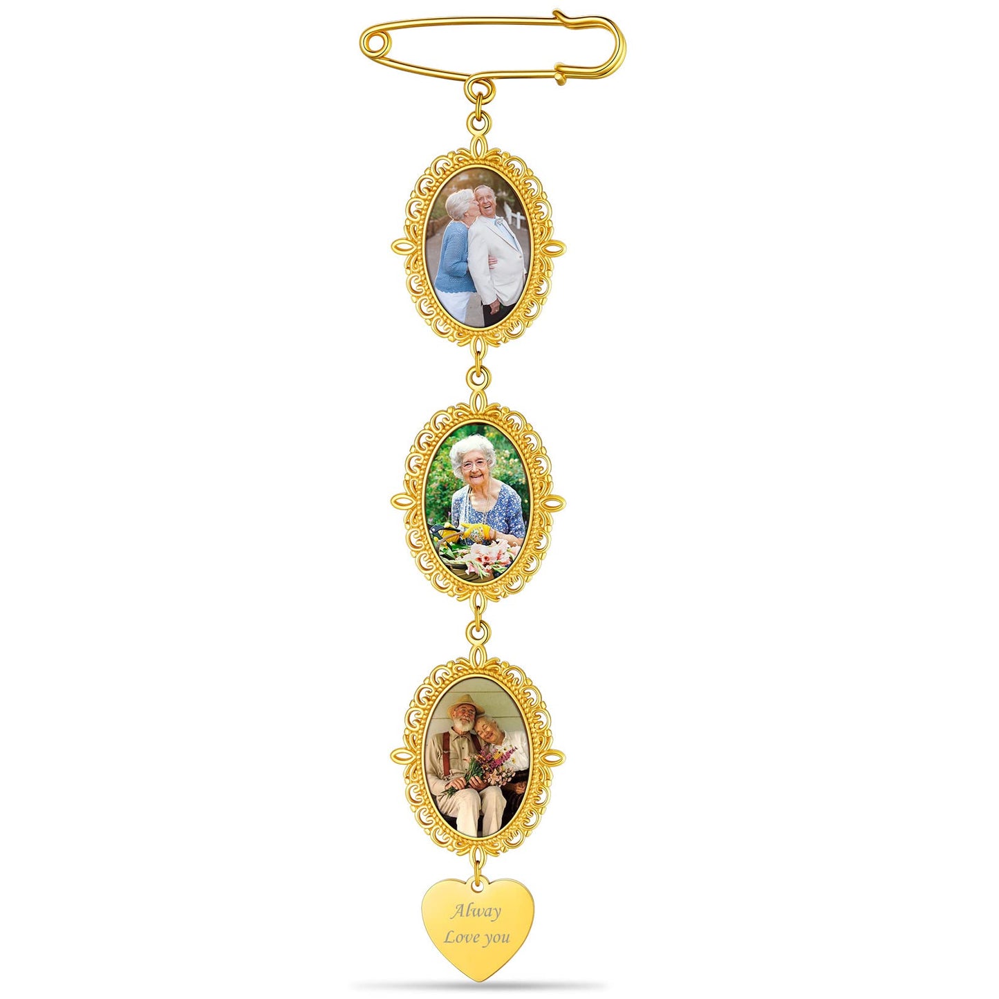 Custom4U Memorial Bouquet Charms for Wedding Custom Photo Pins