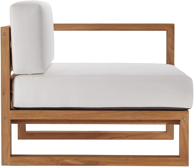 Modway EEI-4256-NAT-WHI-SET Upland Patio Teak Wood 2-Piece Sectional Sofa Loveseat, Natural White