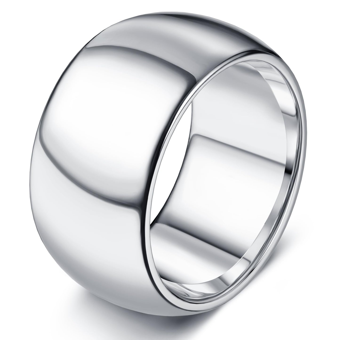 Florideco 12mm Stainless Steel Ring Wedding Bands for Women Mens Ring Wedding Band Plain Dome High Polished Size 9