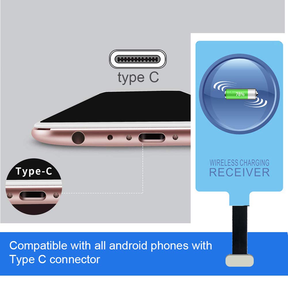 IVY QI Wireless Charging Receiver Adapter with Fast&Smart Microchip Technology for Samsung Galaxy A16 A26 A36 A56 A06 A15 A55 A35 A25 A54 A14 A34 A24 A13 A23 A33 A53 A12 A22 A32 A42 A52 Type-C