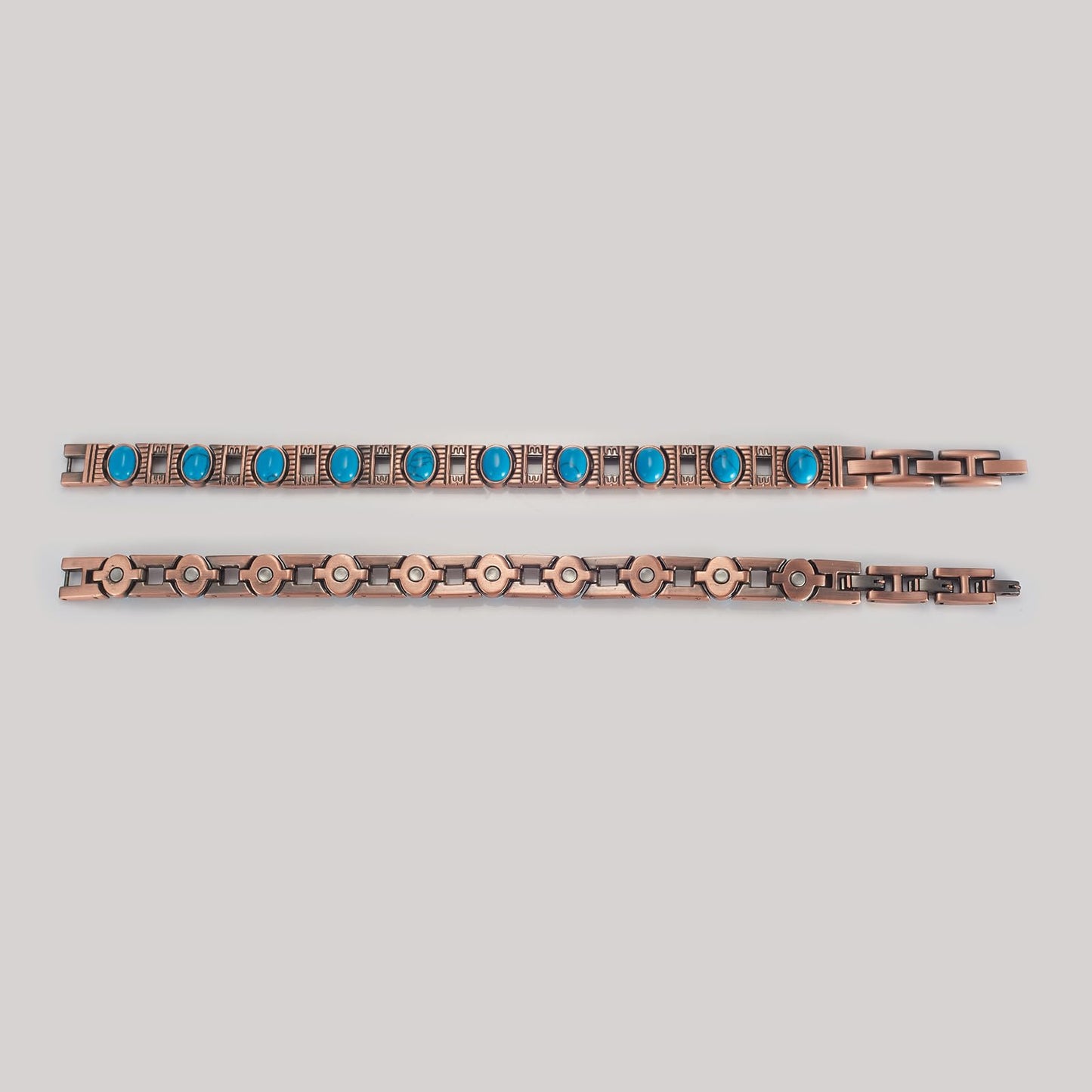 EnerCoppeX Copper Magnetic Bracelet for Women - Turquoize Detox Jewelry with 3500 Gauss Magnet (H)