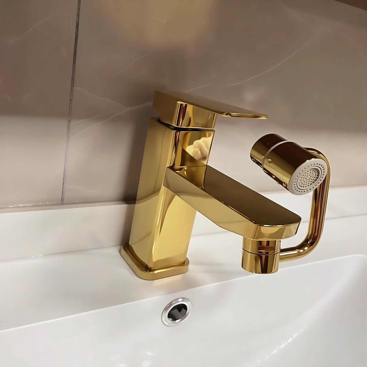 BOSICATS 1080° Brass Faucet Extender, Sink Faucet Extender for Toddlers, 2 Spray Modes Kitchen Faucet Aerator, Fits 55/64" & 15/16" Threads (Gold)