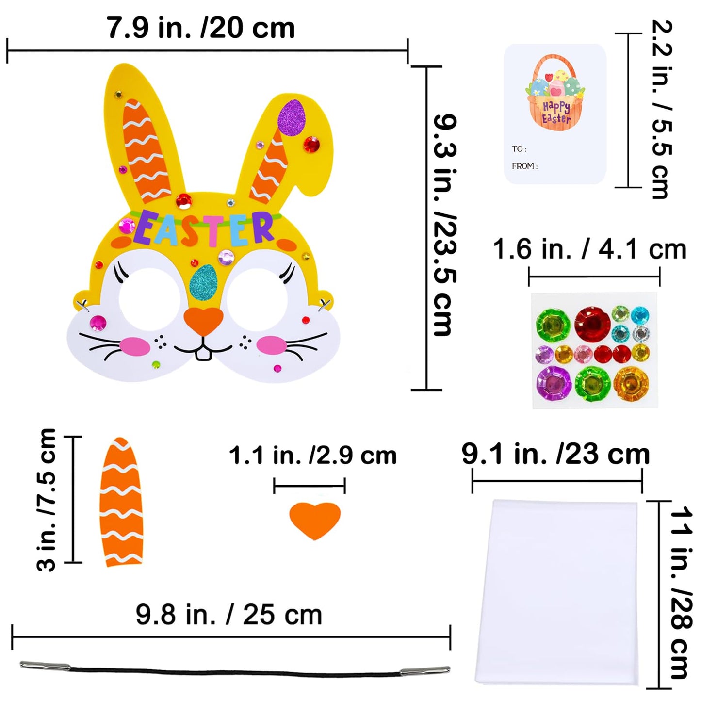 Winlyn 24 Sets Easter Bunny Masks Craft Kits DIY Foam Easter Bunny Party Mask Art Sets Bunny Face Stickers Arts and Crafts for Kids Party Favors Spring Easter Classroom Activities Art Project