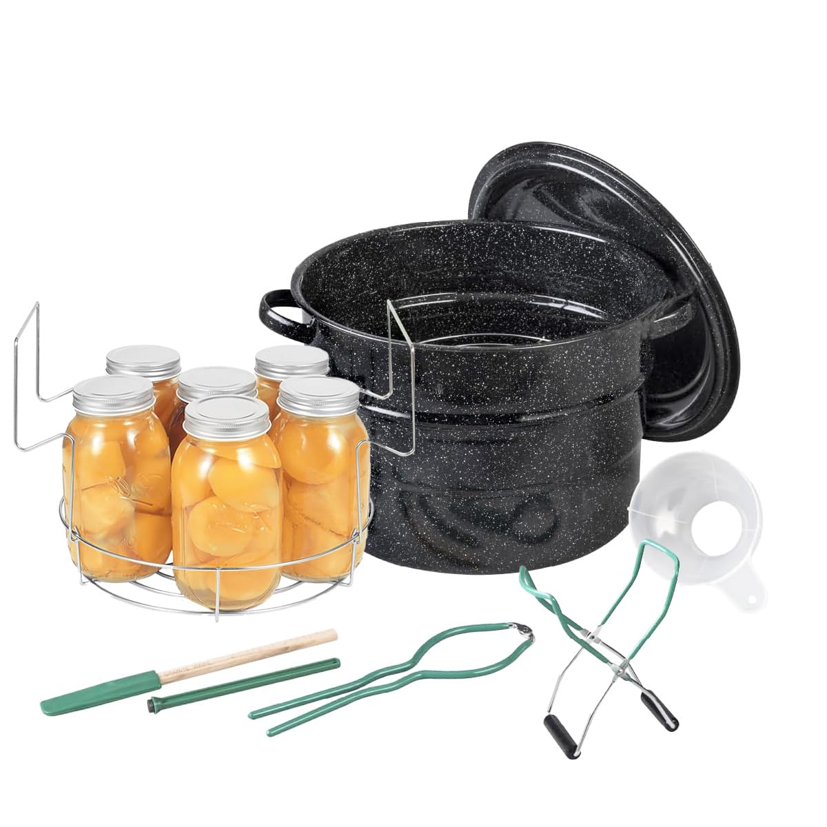 Granite Ware 8 Piece Enamelware Water bath canning Pot with Canning kit and Rack. Canning Supplies Starter Kit