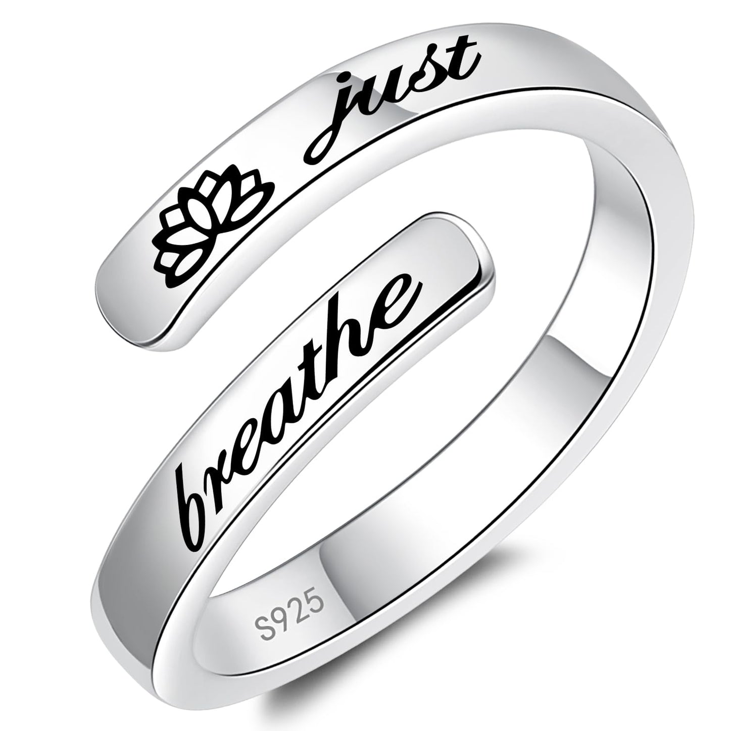 S925 Sterling Silver Inspirational Jewelry Rings Adjustable Ring Personality Encouragement Gift for Teens Women