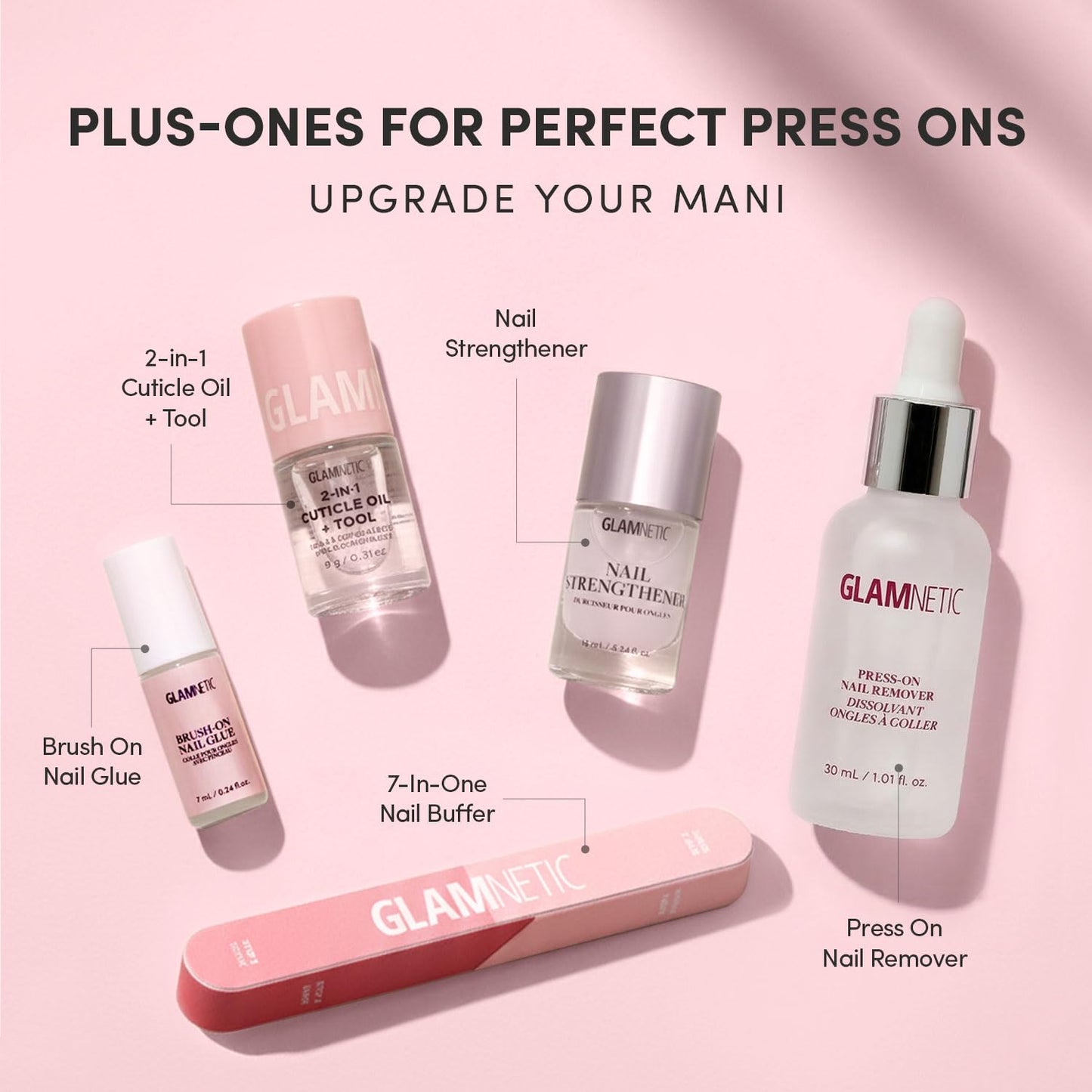 Glamnetic Quick Press Mani - No Glue Press On Nails, Just Peel and Stick, Oval Extra Short Nails, Mess Free, Salon Quality Stick On Nails, Teddy | in 15 Sizes - 30 Nail Kit