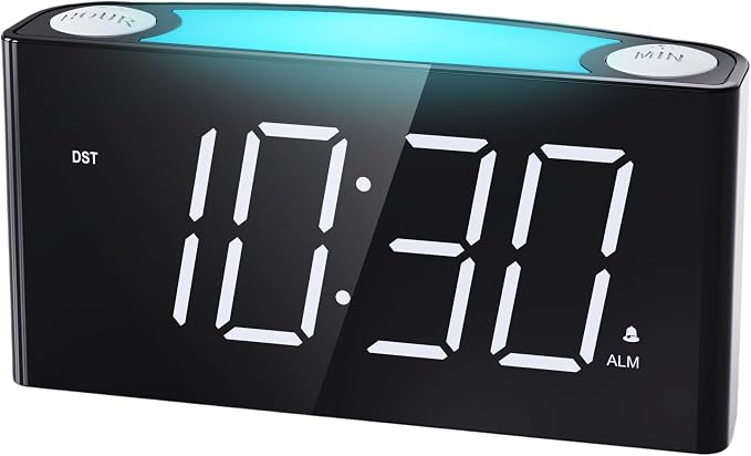 Digital Alarm Clock for Bedroom, Large Screen with 7 Color Night Light