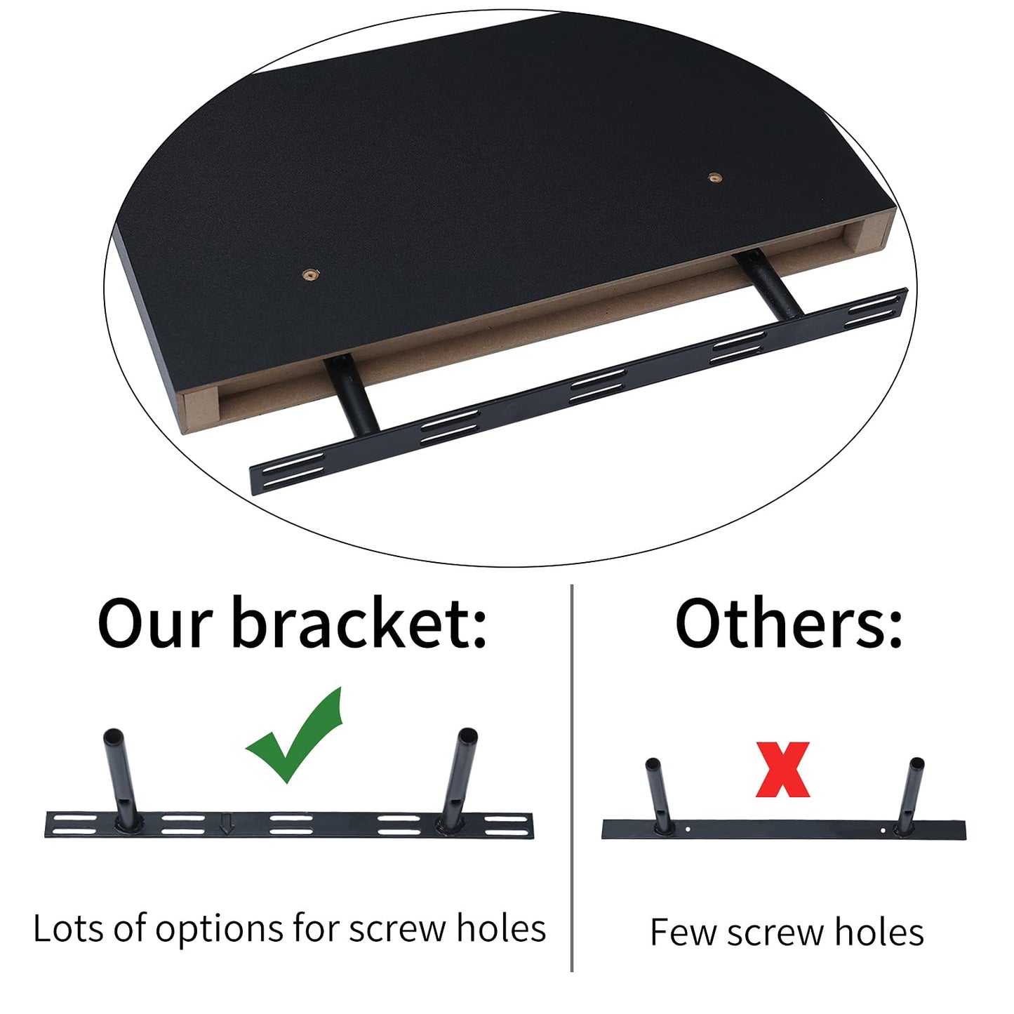 WELLAND Set of 2 Floating Shelves Wall Mounted Shelf, for Home Decor with 8" Deep (Black, 15 inch)
