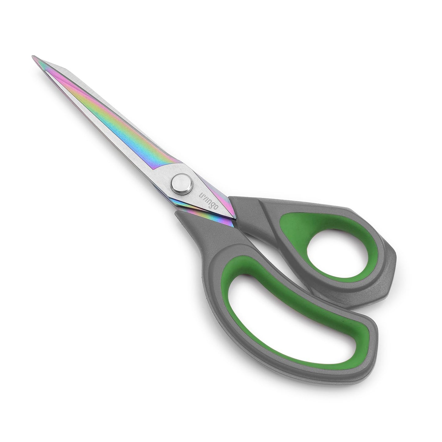 LIVINGO Professional Sharp Fabric Scissors - Titanium Coated Forged Steel Heavy Duty Shears All Purpose for Sewing Craft Cutting Cloth, Paper, Leather, 9.5 Inches, Gray/Green