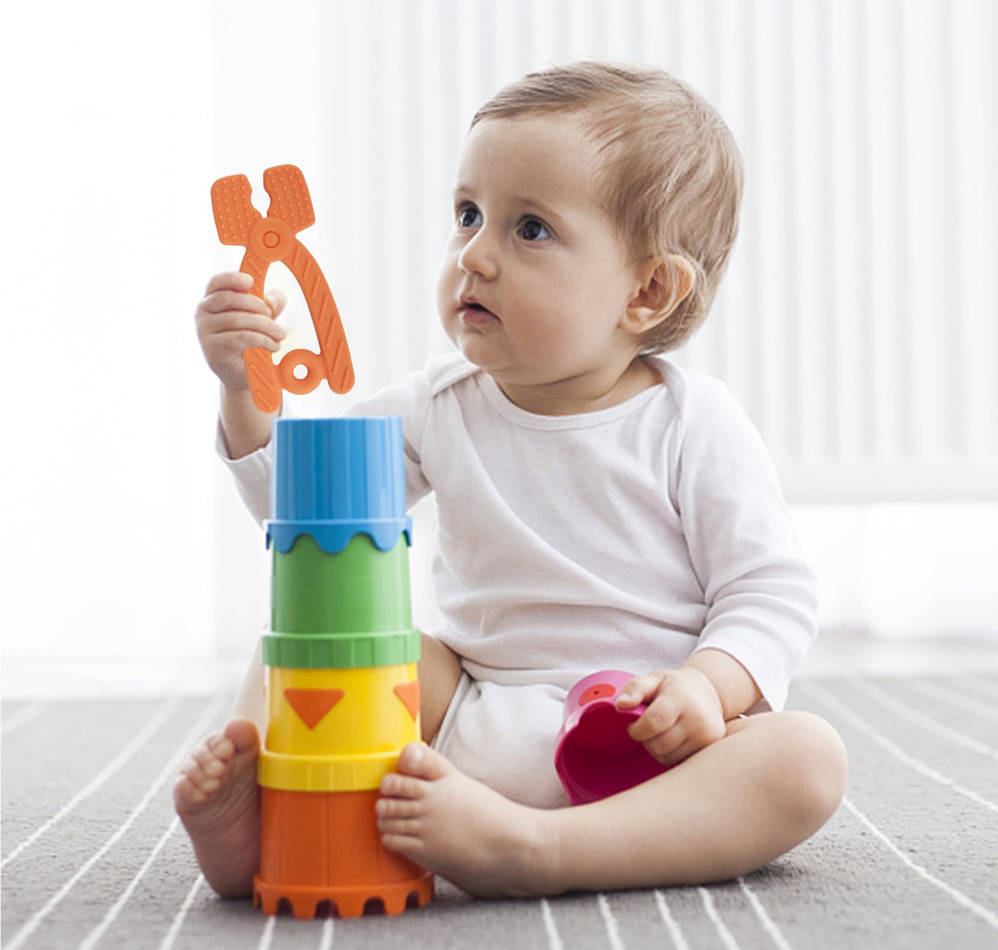 Chuya Baby Teether Toys, Chew Toy, Baby Teething Toys Teething Relief for Infant Toddlers, Hammer Wrench Easy to Hold Silicone BPA-Free (4 Pack)