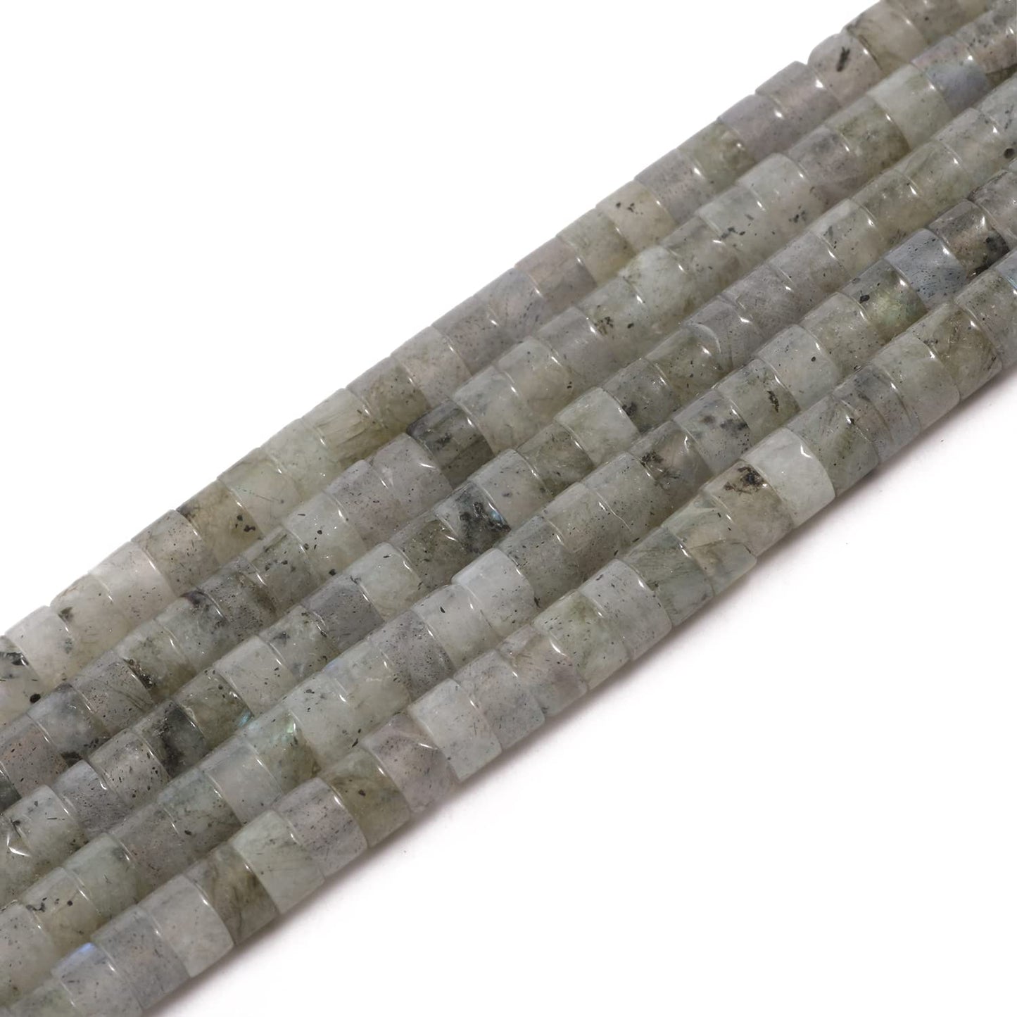 NITOPUPU 150Pcs 4×2mm Natural Spectrolite Spacer Stone Beads for Jewelry Making Supplies, Loose Semi Flat Round Gemstone Tube Beads for Bracelets DIY Crafts