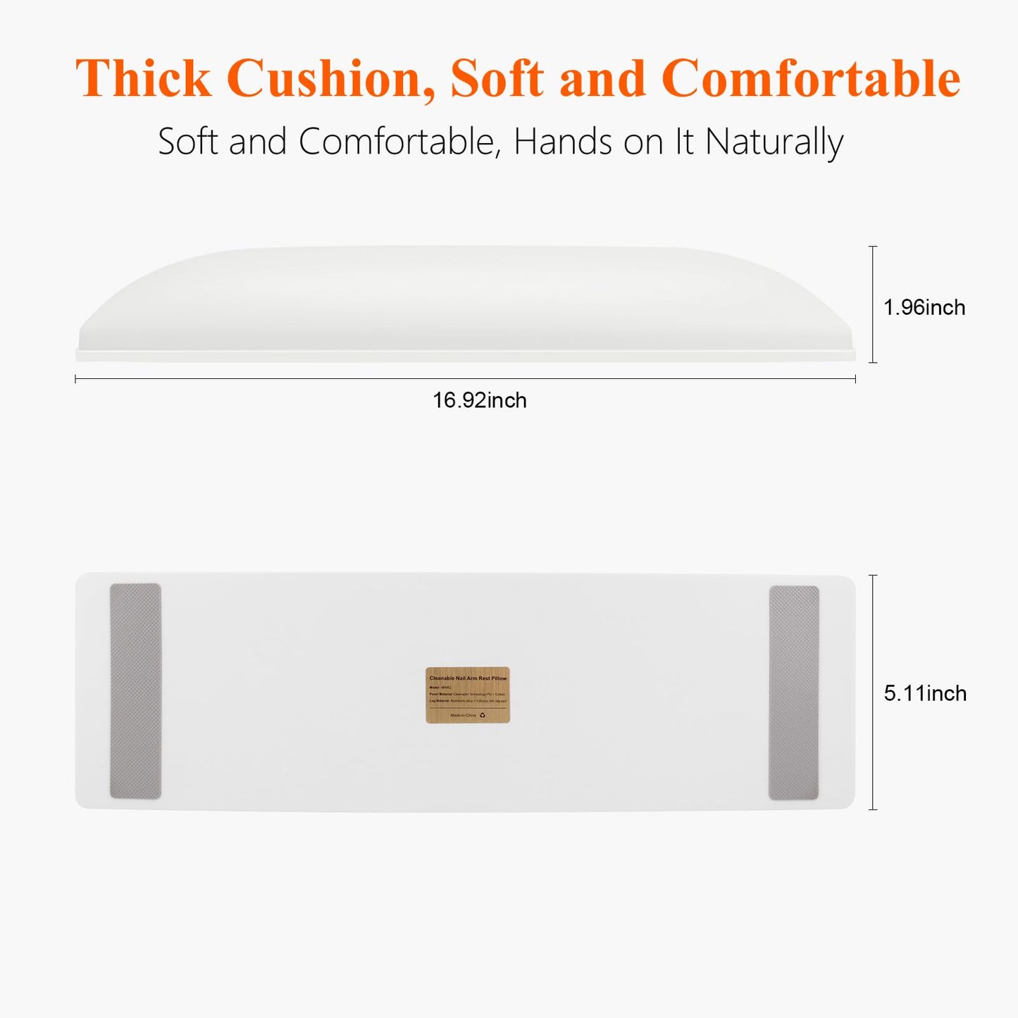 White Nail Arm Rest for Nail Tech, Cleanable and Waterproof, Professional Nail Hand Rest for Nail Tech Manicure Hand Pillow Stand with Anti-Slip Mat
