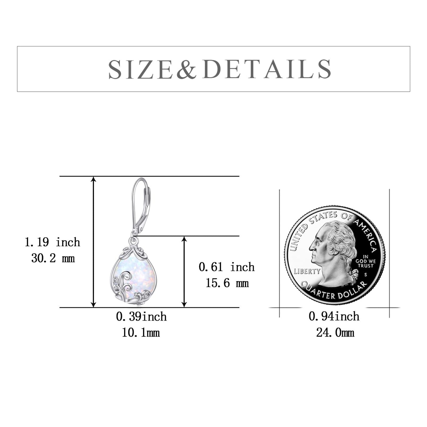 POPLYKE Opal Filigree Teardrop Drop Dangle Earrings Sterling Silver Leverback Earrings Opal Jewelry Gifts for Women