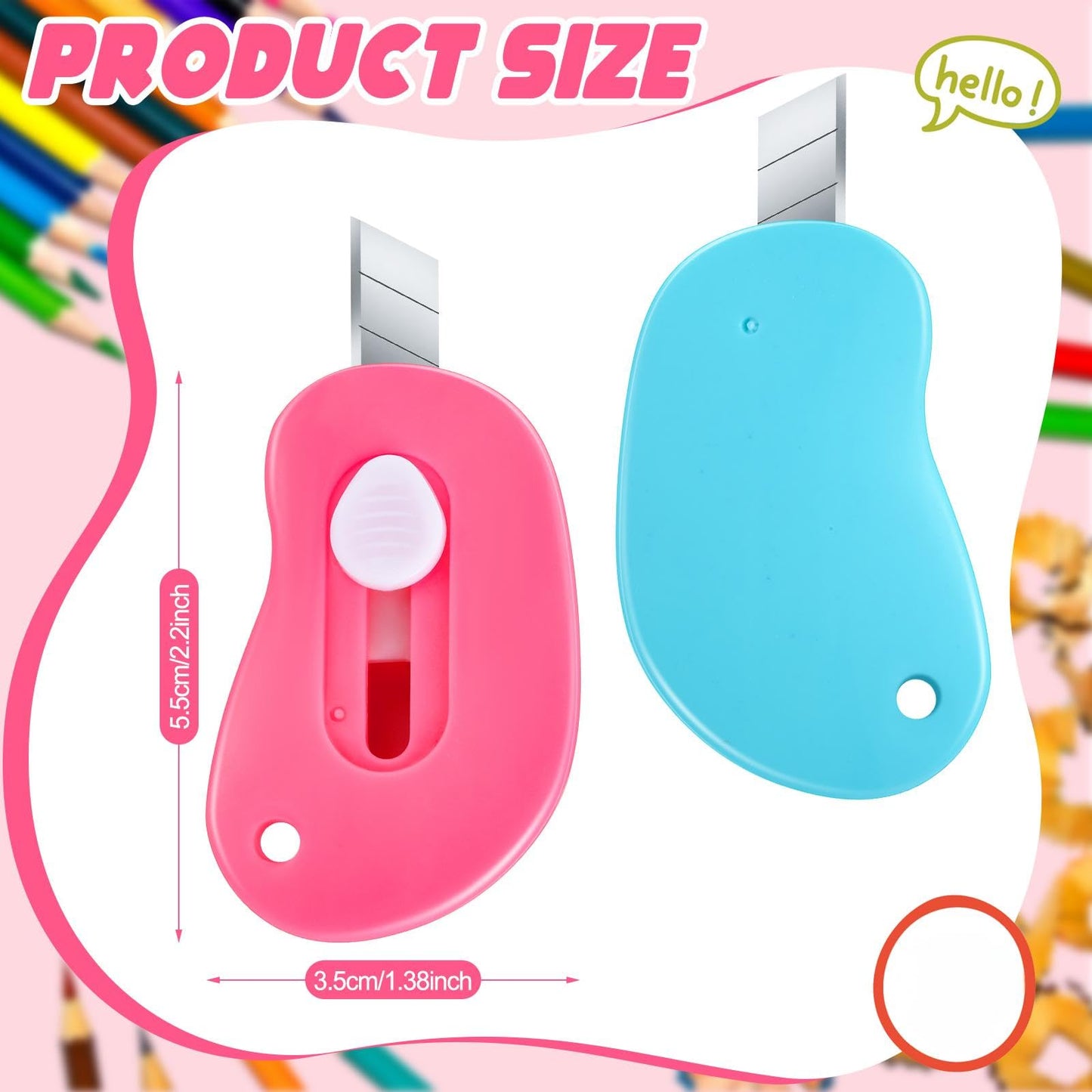 48 Pcs Mini Box Cutter Retractable Utility Knife Cute Style Back to School Supplies Portable Utility Pocket Knife Opener Letter Openers for Students Office School Class Stationery DIY Crafts
