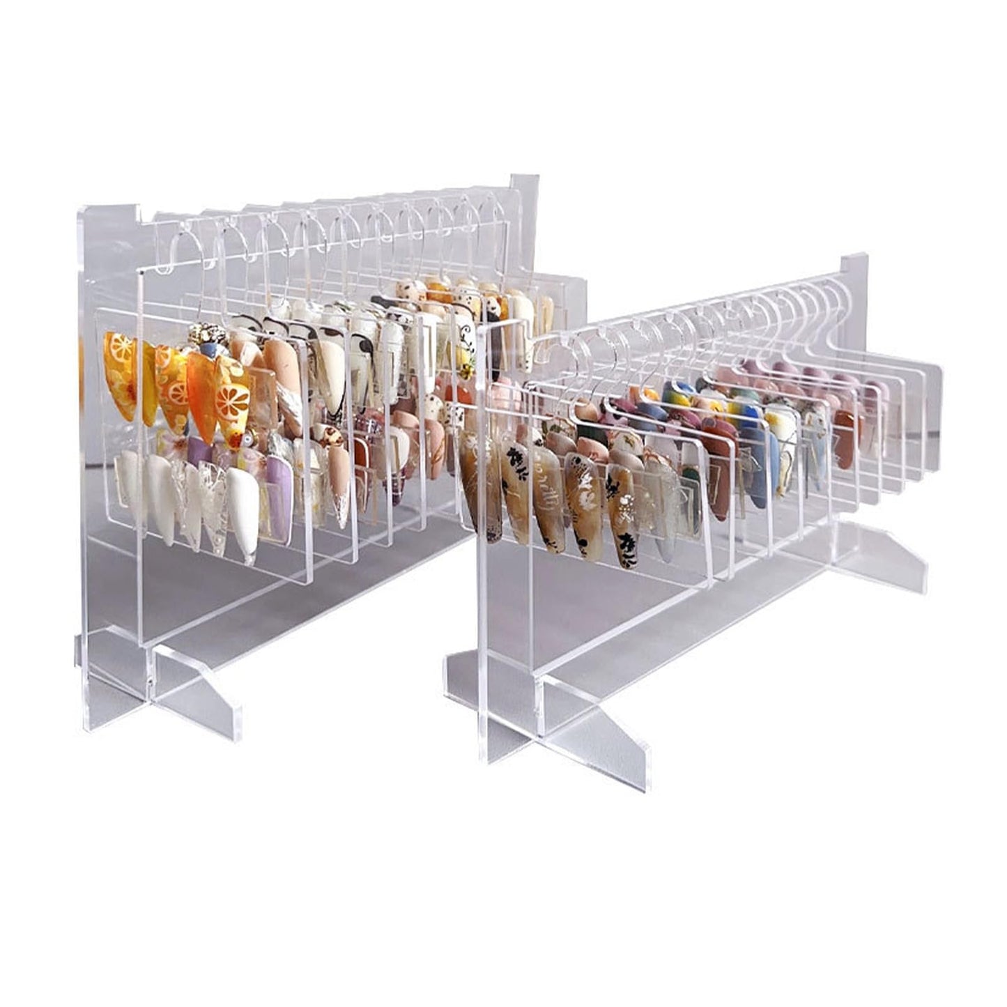 Hapivida Nail Art Display, Acrylic Hanging Transparent Nail Hanger Display Board Nail Sample Organizer Stand with 10pcs Hanger