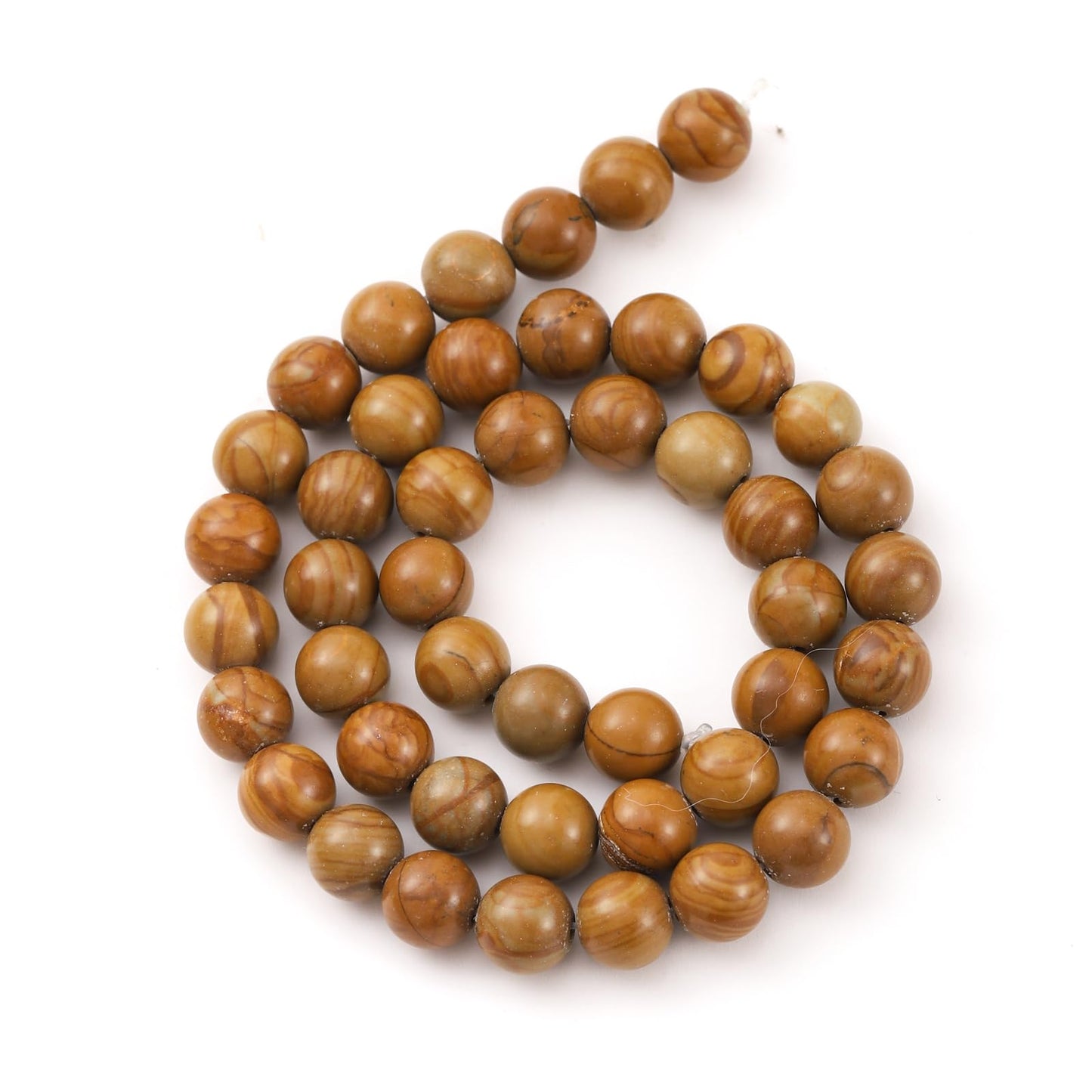 8mm 45pcs DIY Natural Woodgrain Jasper Stone Beads Round Healing Crystal Gemstone Loose Beads for Jewelry Making Handmade Bracelet Necklace