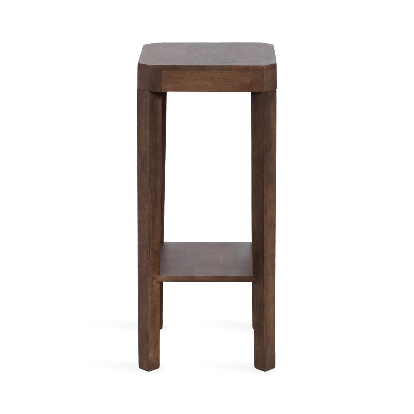 Kate and Laurel Talcott Modern Square Wood Drink Table, 12 x 12 x 28, Dark Brown, Transitional Decorative Two-Tier Pedestal Table for Use as Plant Stand Indoors or Living Room Decor Accent