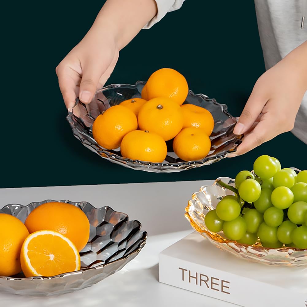 2 Pack Glass Fruit Bowl, Fruit Basket Holder, Crystal Fruit Bowl, Dessert Plate,Decorative Pedestal Bowl,for Table Décor for Home,Office, Wedding Decor, Fruit, Snack, Dessert (Large+Small,Clear)