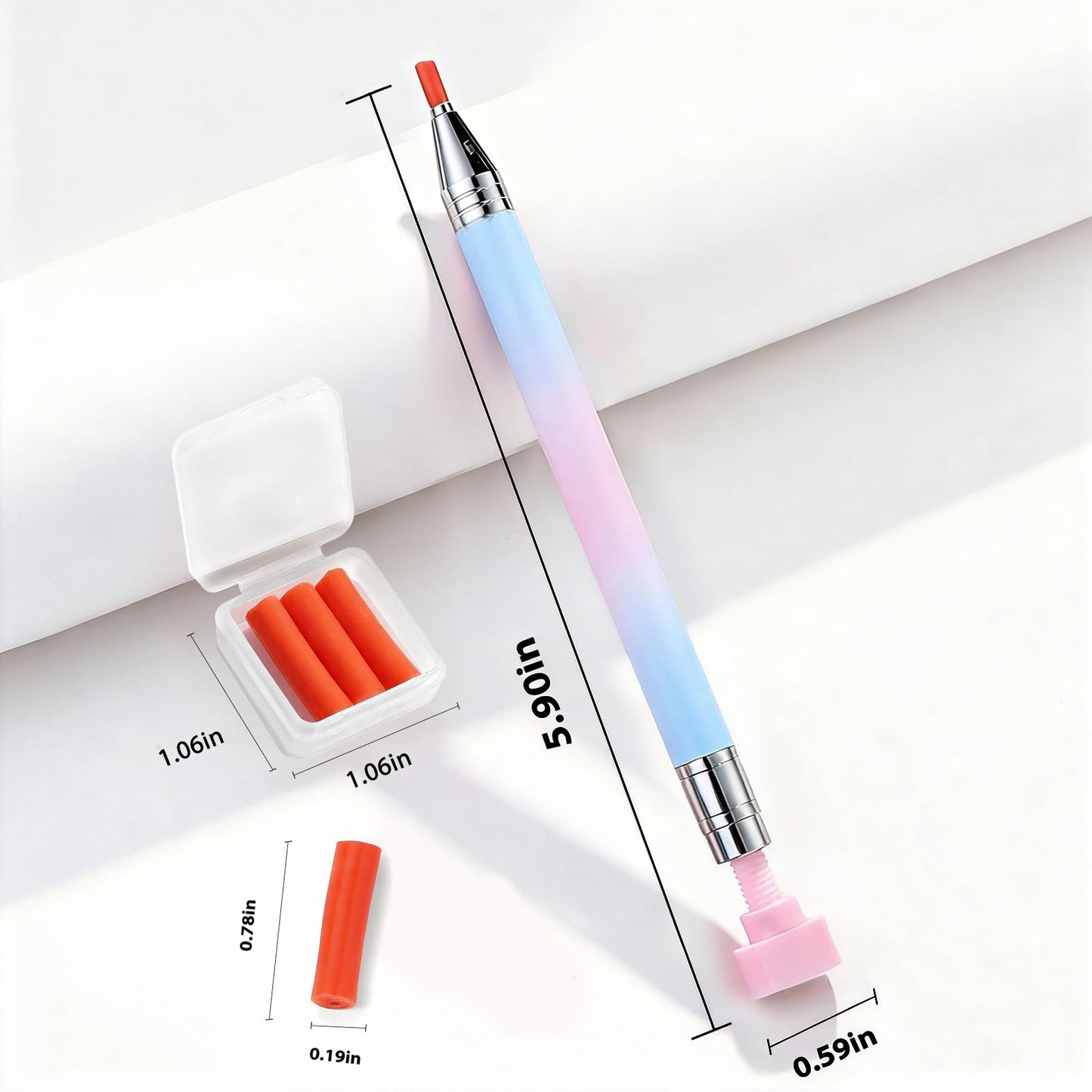 YECIRALA 22pcs Refillable Diamond Art Pens Kit, 1 Pcs Refillable Wax Pen With 21 Pcs Replacement Wax, Rotating Wax Point Drill Pen For Nail Art, Diamond Art Accessories And Tools (Blue Pink Gradient)