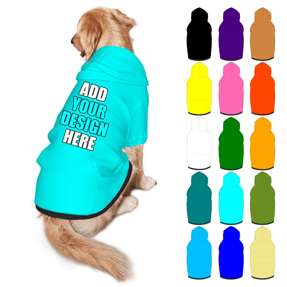 Mynvzrk Personalized Dog Hoodie Customized with Name Photo Pet Warm Sweater Hoodie for Medium Large Dogs & Cat Puppy, Indigo, XXL