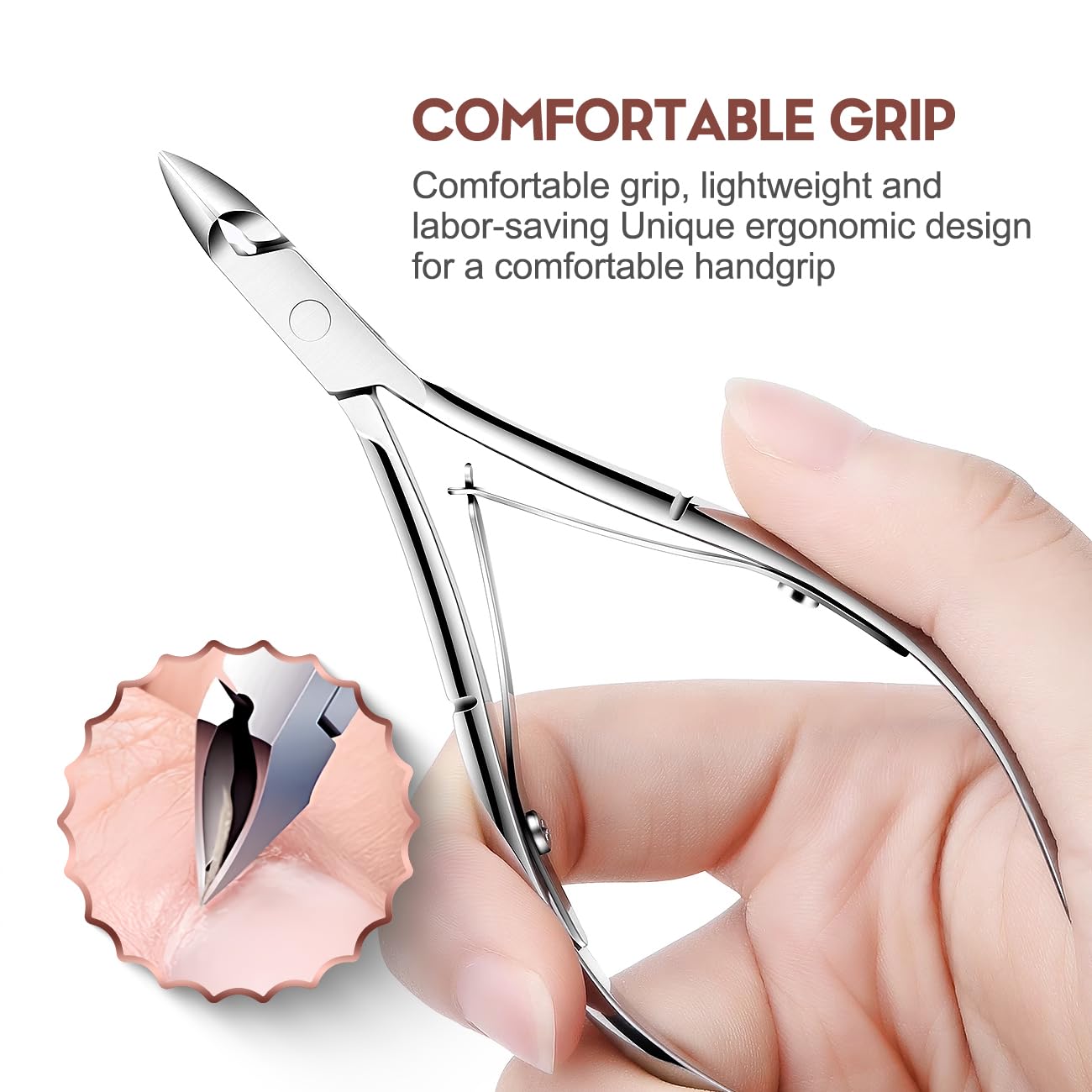 Cuticle Trimmer with Cuticle Pusher and Cutter Cuticle Nippers & Cutter Set, Professional Stainless Steel Cuticle Cutter Manicure Tools For Precise Nail Care Fingernails & cuticle scissors 5 Piece Set