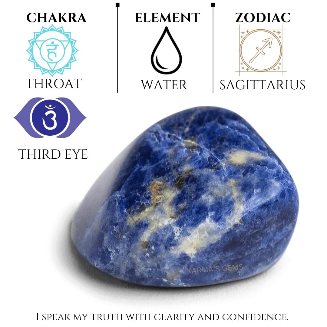 Karma Gems Sodalite Tumbled Stones Natural Crystal Kit for Reiki Healing Crystal Polished, Tumble Stones, Chakra Balancing, Reiki Gift, Home Decor (15-25 MM)