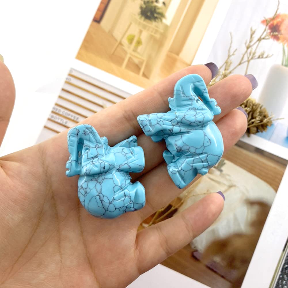 Carved Healing Crystals Gemstones Elephant Statue Figurine Collectible Decor 1.5 inches (Mix 6pcs)