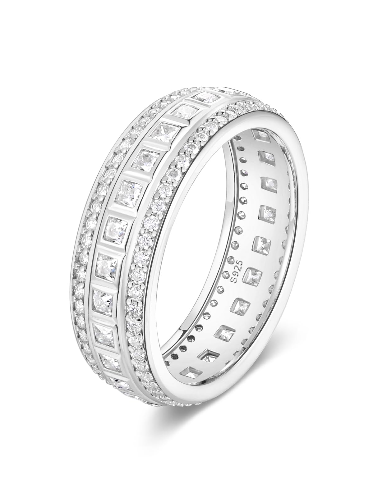 Frbod Womens Moissanite Eternity Band Bezel Diamond Wedding Ring Mens Hypoallergenic Sterling Silver Rings Size 11