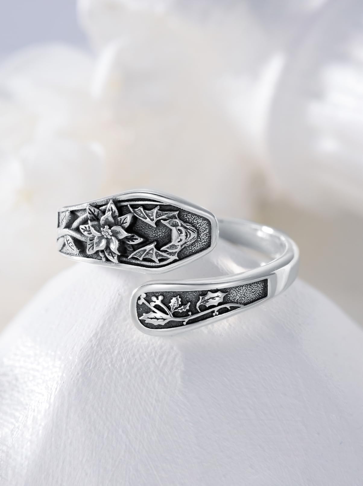 Midari Bat Spoon Ring 925 Sterling Silver Bat Spoon Rings for Women Holly Bat Ring Bat Adjustable Thumb Rings Gothic Bat Jewelry for Women and Men Halloween Chrismas