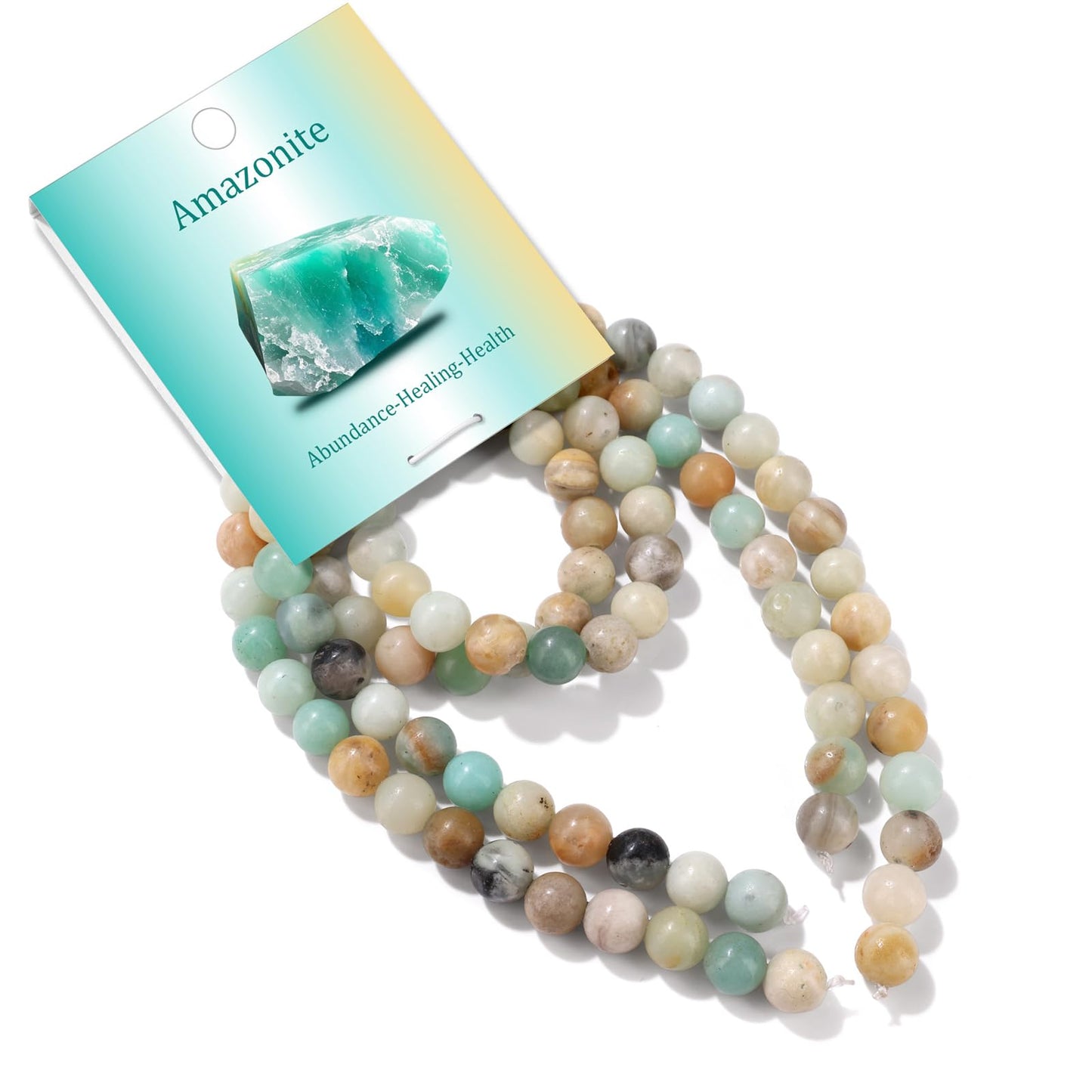 Risyfjew 100PCS 8mm Natural Amazonite Beads Gemstone Round Loose Beads for Jewelry Making Chakra Crystal Stone Beads for Bracelets Necklace Earrings Making Supplies (100pcs/Strand)