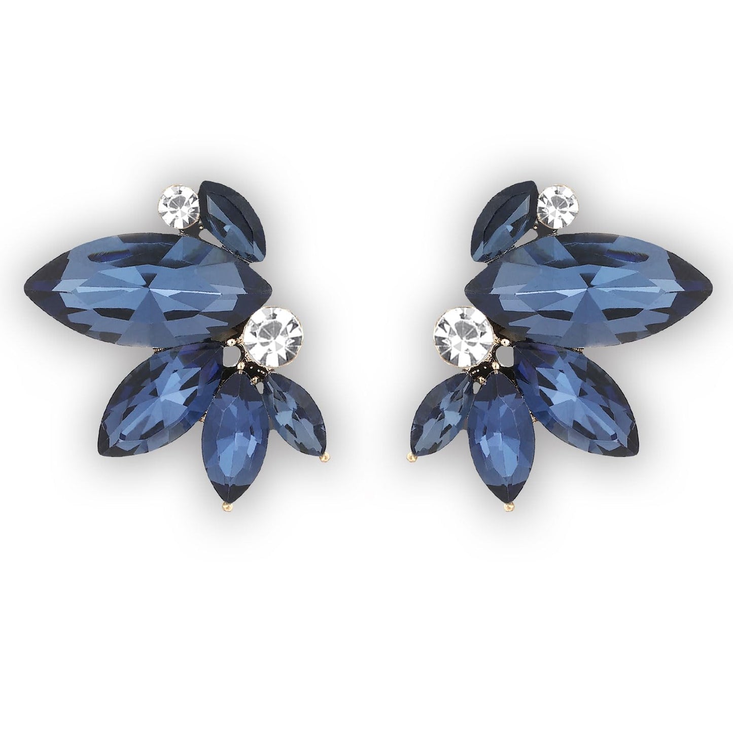 Navy Blue Rhinestone Earring Sparkly Faux Crystal Drop Earrings for Women Wedding Prom Party