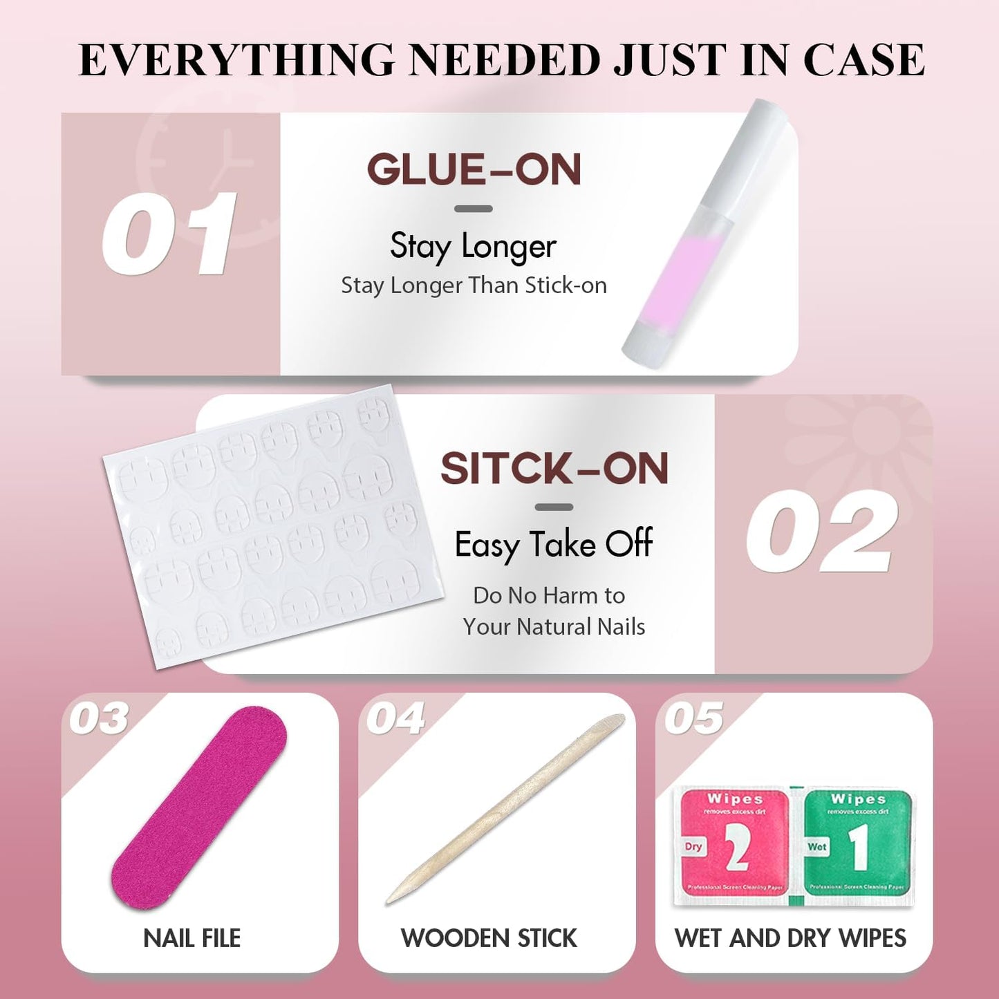 KQueenest Black Press On Nails Long Square - Acrylic Press On Nails with Glue, Dark Coffin Medium Fake Nails Press ons, Glossy Opaque, Reusable Soft Gel Glue on Nails for Manicure Gift, 24 Pcs