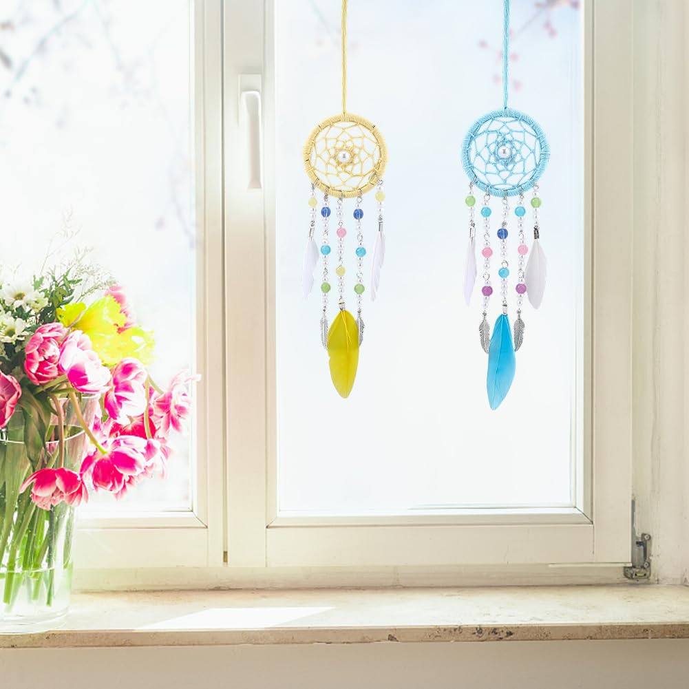 SUNNYCLUE DIY 6 Sets Dreamcatcher Kit Feather Dreamcatchers with Video Tutorials Wall Hanging Feathers Glass Beads Bohemian Ornament Making Kit for Car Mirror Home Decor Beginner Craft Handmade Gift