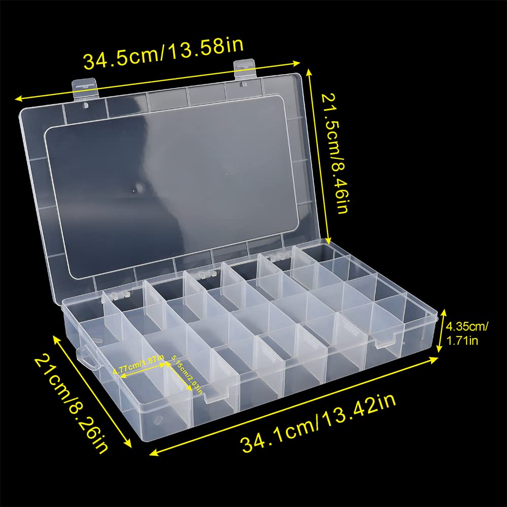 Tellyouwin 3Pack 28 Compartment Organizer Box with Parkical Adjustable Dividers, 28 Grids Plastic Storage Container for Jewelry, Craft DIY, Bead Organizer, Sewing, Dip Powder, Hair Accessories