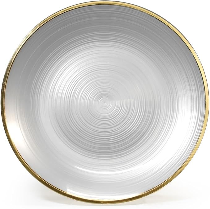 " OCCASIONS " 100 Plates Pack,(50 Guests) Premium Wedding Party Disposable Plastic Plates Set -50 x 10'' Dinner + 50 x 7'' Salad/Dessert (Belize in White Pearl & Gold)