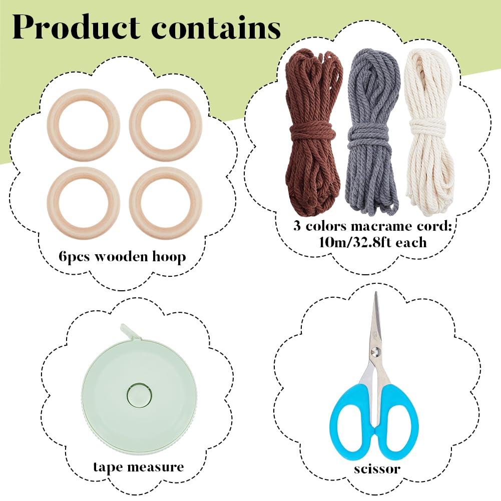 FREEBLOSS 3Set Macrame Tea Towel Holder Kit Macrame Kitchen Towel Holder Macrame Towel Holder for Kitchen Boho Kitchen Decor Macrame Kit for Beginners