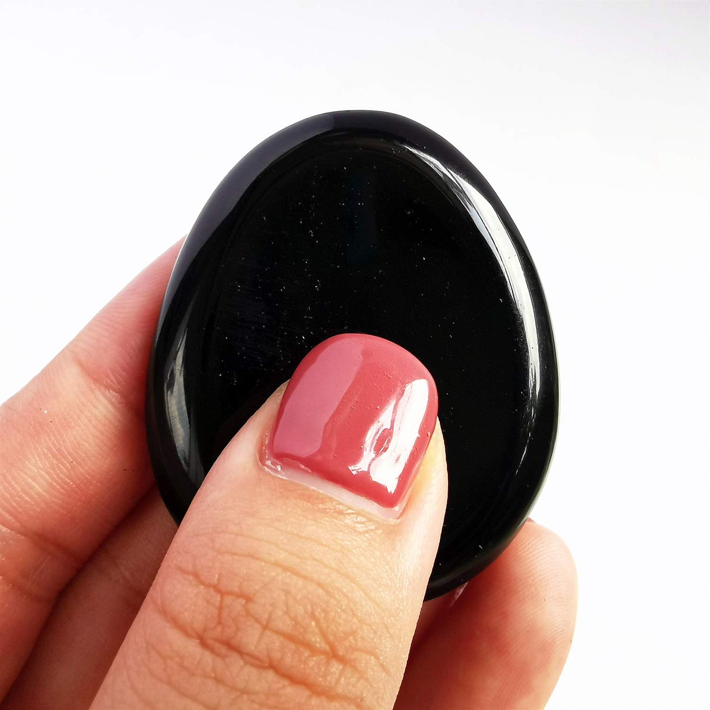 Bacatgem Natural Black Obsidian Water Drop Chakra Thumb Worry Stone,Stress Relax Healing Reiki Crystal Pocket Palm Stones