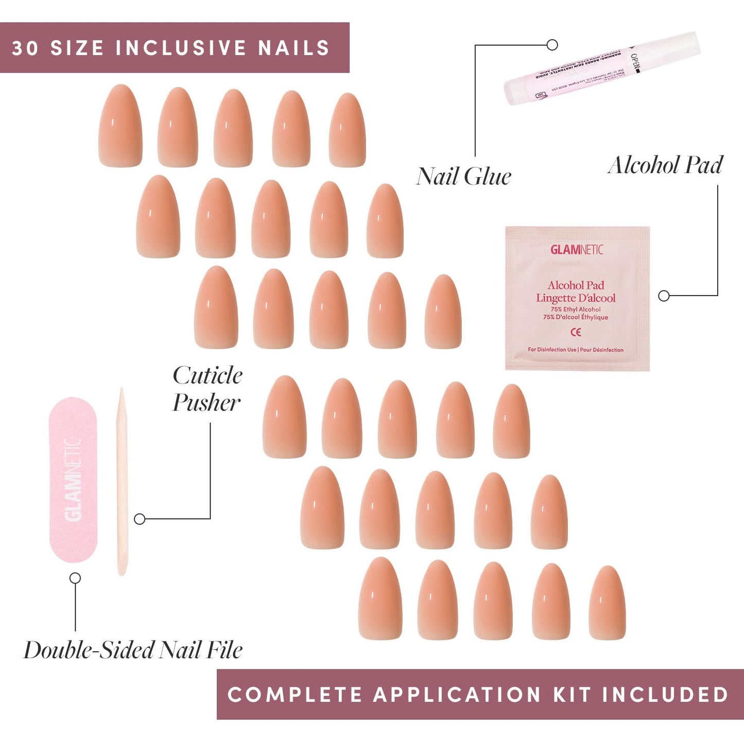 Glamnetic Press-On Nails Bundle - Azure Blue & Hailey | Bright Blue Short Round Fake Nails | Glazed Short Almond False Nails | Reusable, Salon-Quality Nail Kits