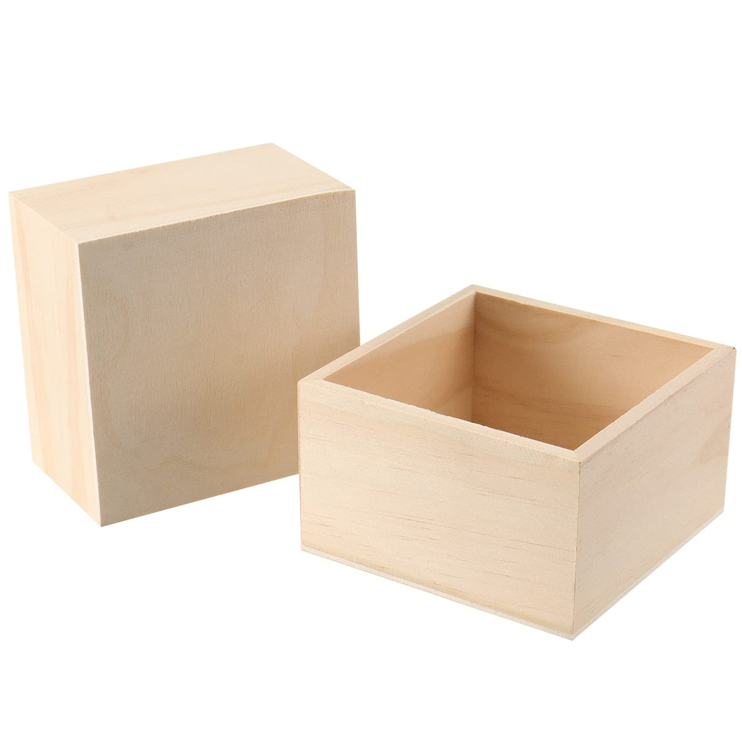 SINJEUN 12 Pack 4" x 4" Rustic Wooden Box Unfinished Small Wooden Box Wood Square Organizer Container for Crafts, Storage, Home Decor, Centerpiece, Party Supplies