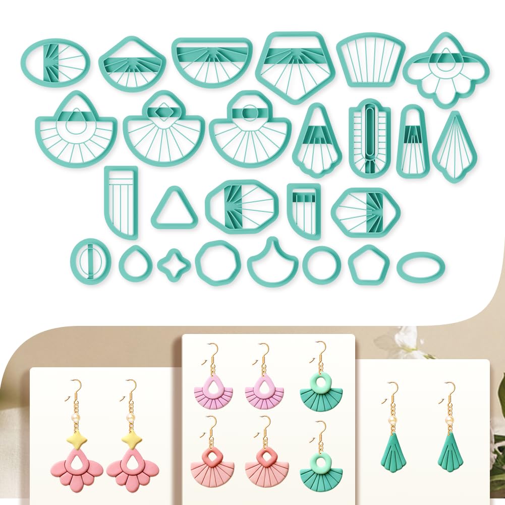 beinkmake 26pcs Tassel Earring Polymer Clay Cutters Set Fringe Clay Tools for Jewelry Making DIY Polymer Clay Cutter