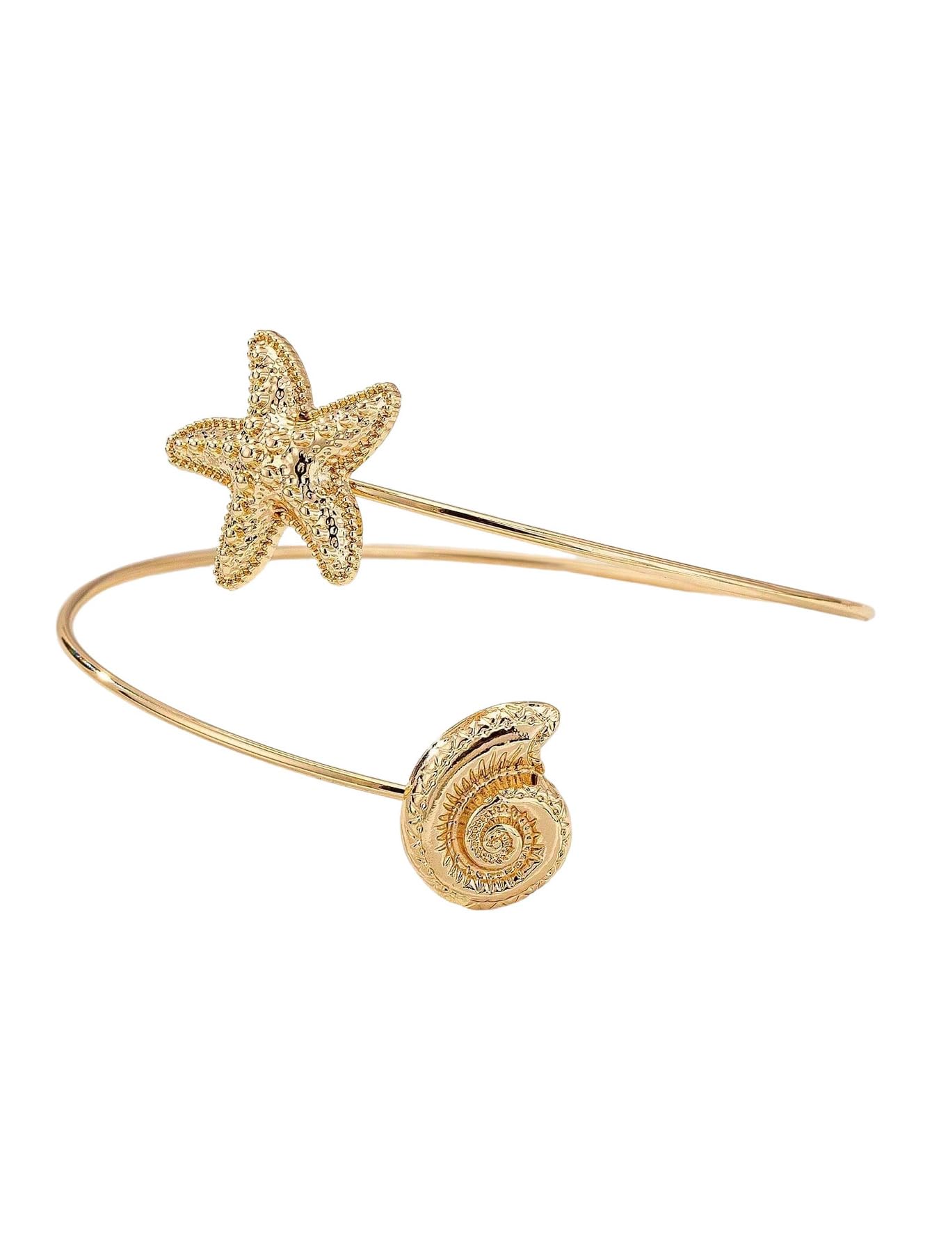 MakeMeChic Beach Gold Arm Cuff Jewelry for Women Bangle Band Armlet Flower Upper Arm Cuff Bracelet Summer Beach Essentials Gold Starfish B One-Size