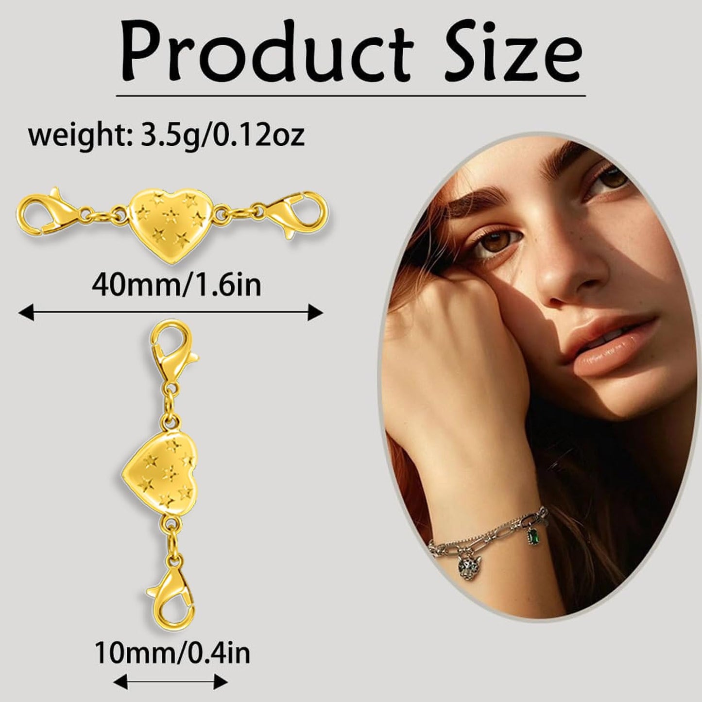 Magnetic Clasp Converter, Heart Design Lobster Clasps for Necklaces and Bracelets, Gold and Silver (3pcs Silvery)