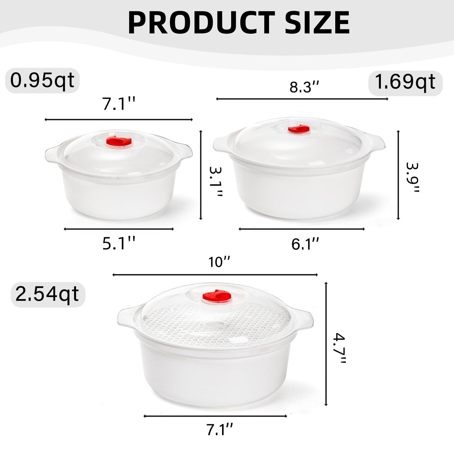 WRINGKIT 3 Pack Microwave Bowls with Lid, BPA-free Ramen Cooker Soup Containers with Steamer, Mixing Serving Bowls Food Storage Cookware for Kitchen, Office, College Dorm