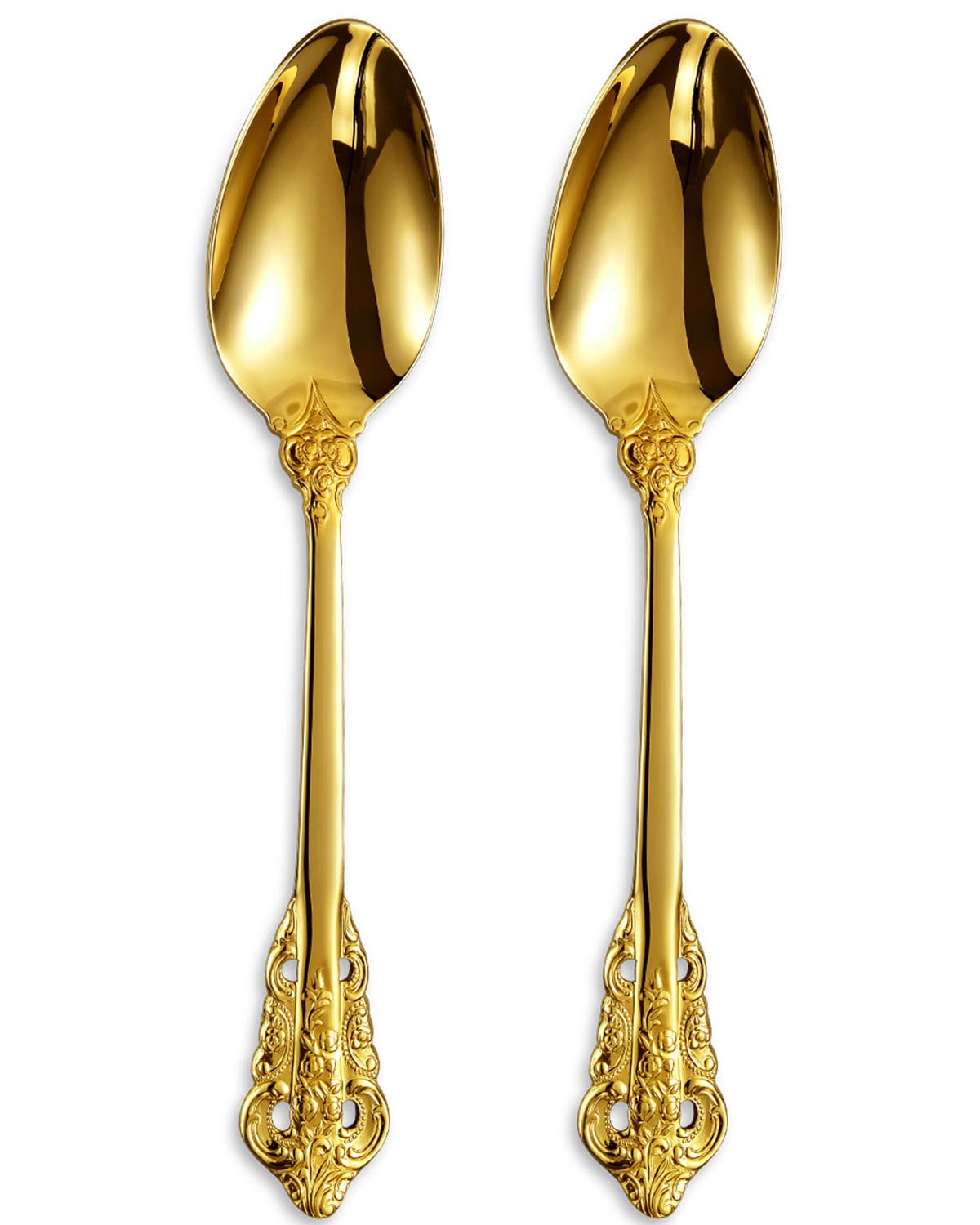 KEAWELL 2-Piece Gorgeous Large Serving Spoon, 18/10 Stainless Steel, Fine Large Serving Spoon, Sturdy Tablespoon, Dishwasher Safe, 9.4" (Gold)
