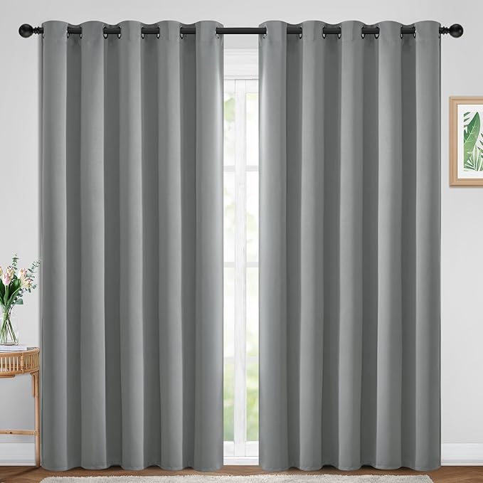 Yakamok Dove Grey Room Darking 84 Inch Length 2 Panel Sets for Livingroom Dining Room Darkening Thermal Insulated Bay Window Hotel Modern Elegant Black Out Sunblock Curtins/Bedroom,70 x 84 Inches